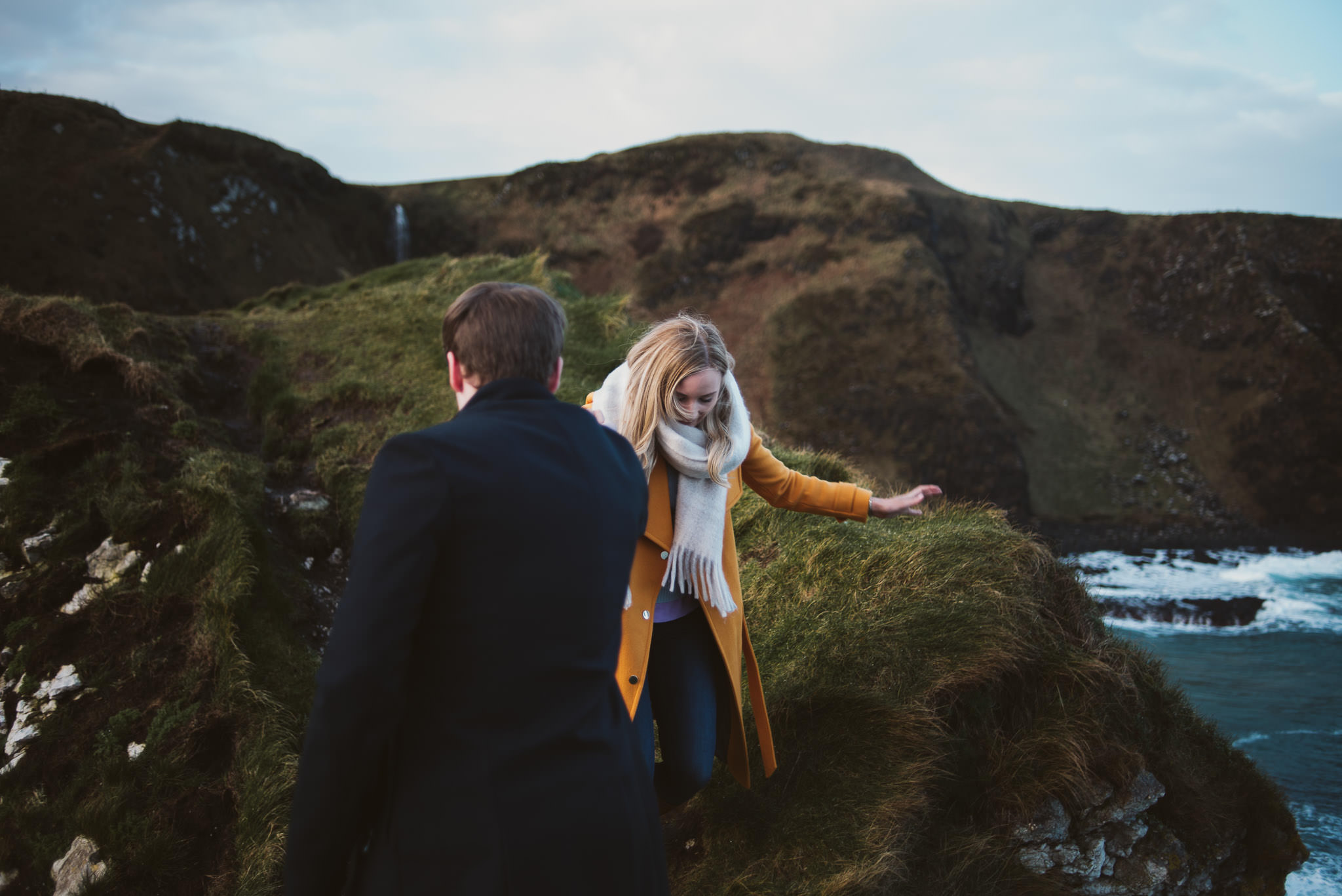 Kinbane Castle, Kinbane Head, Causeway Coast, Engagmenet Portrait Drone Shoot