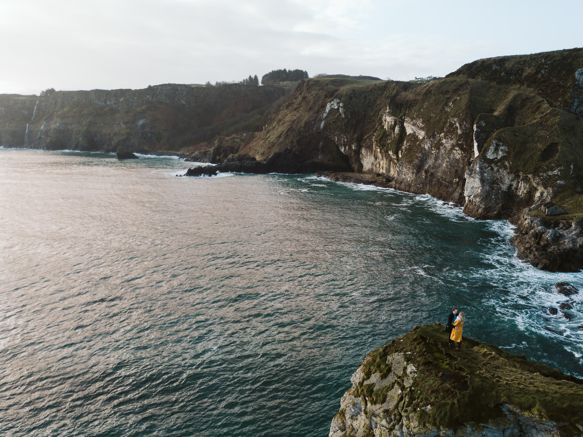 Kinbane Castle, Kinbane Head, Causeway Coast, Engagmenet Portrait Drone Shoot
