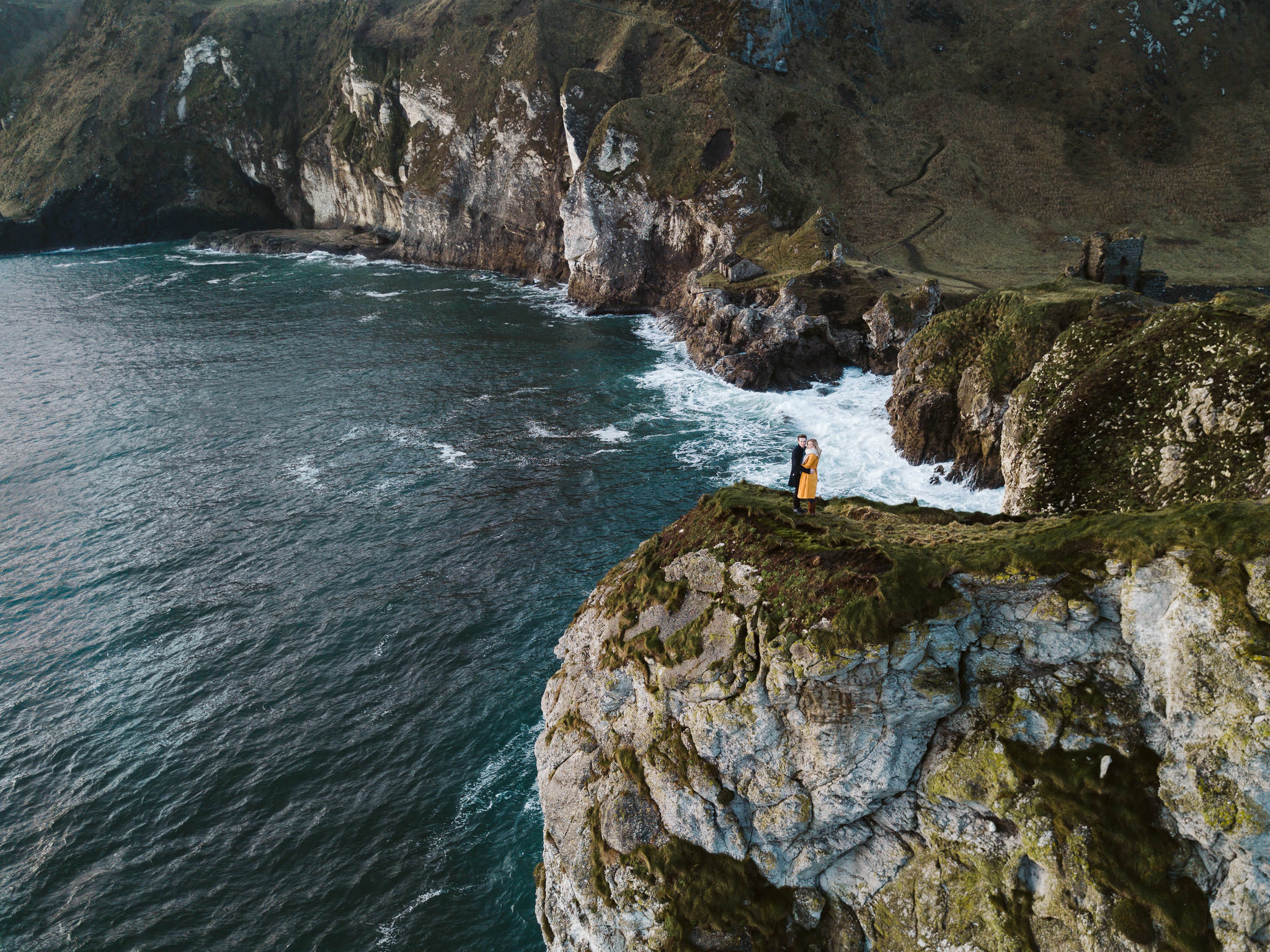 Kinbane Castle, Kinbane Head, Causeway Coast, Engagmenet Portrait Drone Shoot