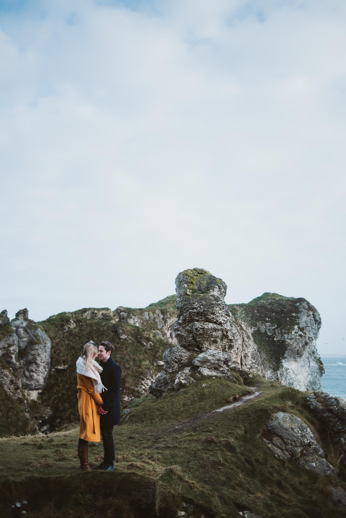 Kinbane Castle, Kinbane Head, Causeway Coast, Engagmenet Portrait Drone Shoot