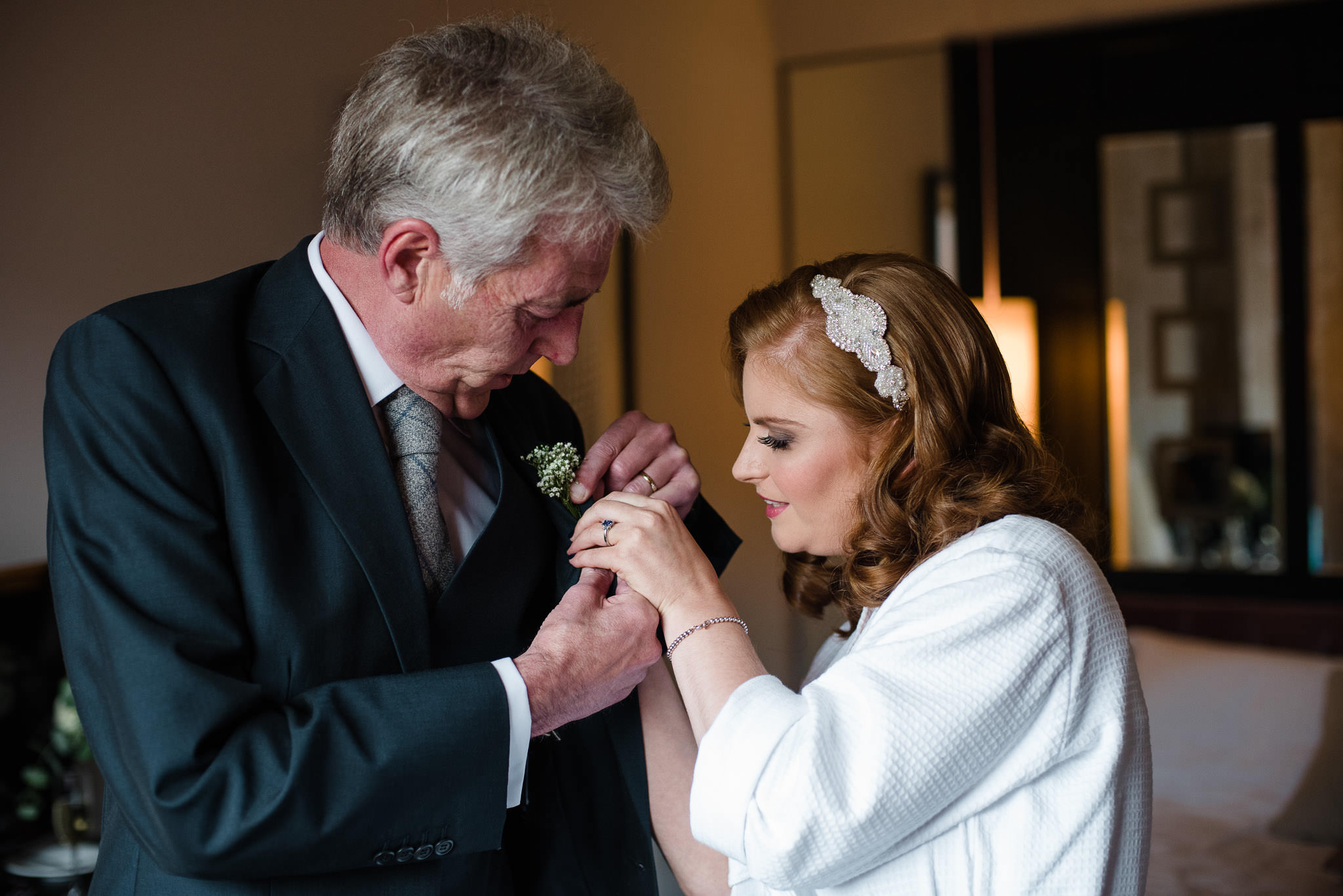 Bride getting ready in The Fitzwilliam Hotel, Belfast, Northern Ireland, Wedding Photography
